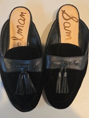 Sam Edelman Black Tassel Mule Slides